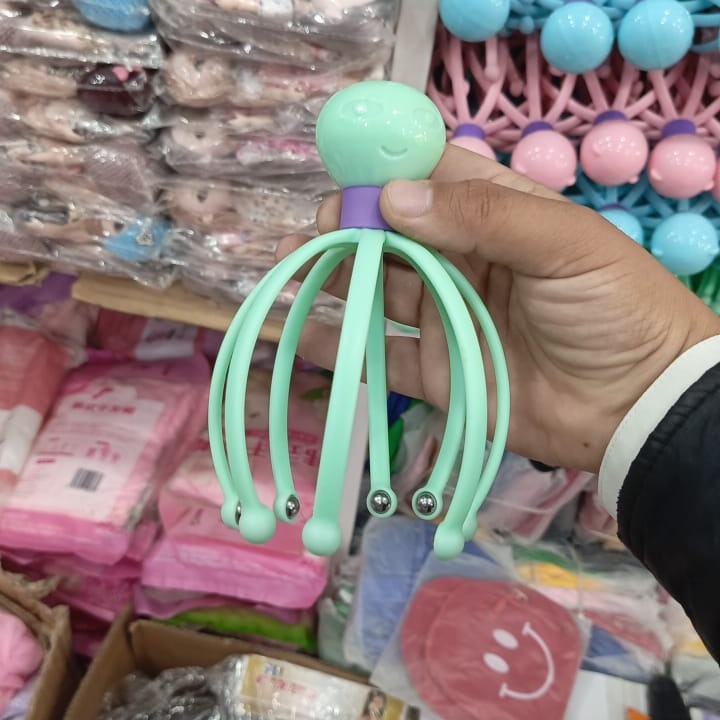 Octopus Shape Manual Head Scalp Massager With 8 Roller Balls Provides Headache Relief Stress Relaxation Hair Stimulation (Random Color)