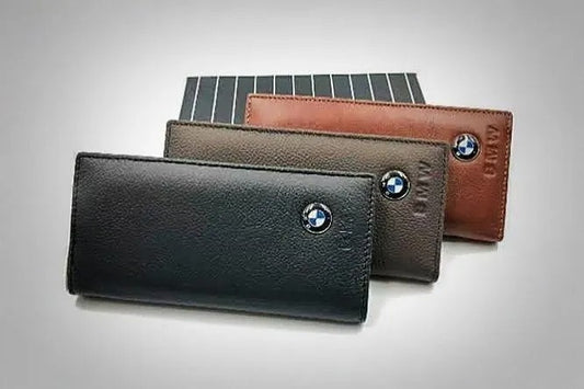 BMW Men’s Daily Use Leather Wallets With Durable Material Stylish Design Easy Carrying And Secure Storage For Everyday Essentials - Black