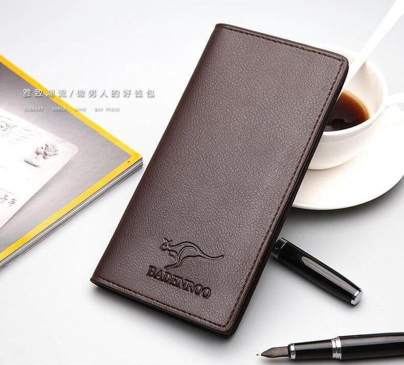 Kangro Ultra Slim Long Purse Wallet For Men With Stylish Design Durable Leather Easy Carrying And Everyday Use - Black