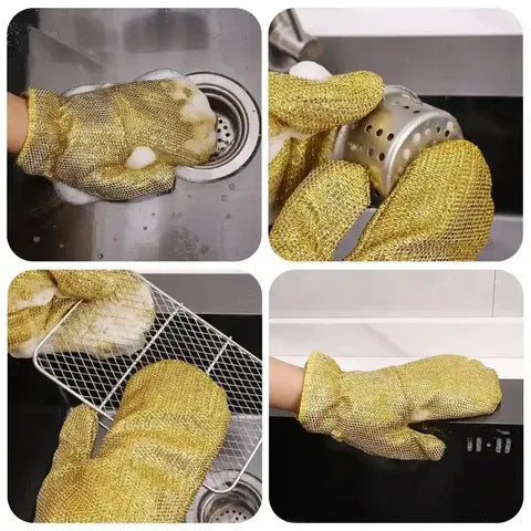 Wire Dishwashing Gloves | Dishwashing Rags For Wet And Dry Non-scratch Wire Dish Cloths For Washing Dishes, Kitchen