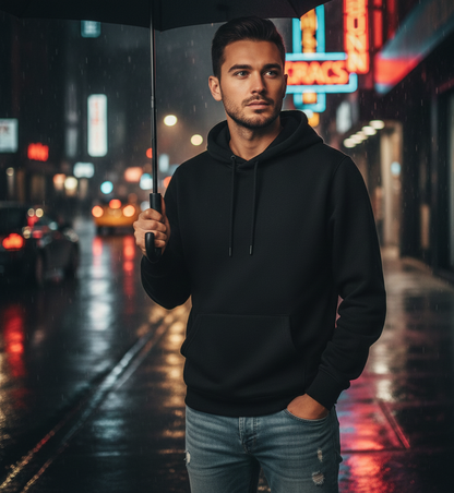 Black Polyester Hoodie