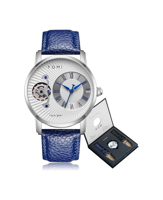 TOMI T-104 Face Strap Watch | Stylish Analog Wristwatch with Soft Strap | Casual & Fashionable Timepiece for Men and Women black colour