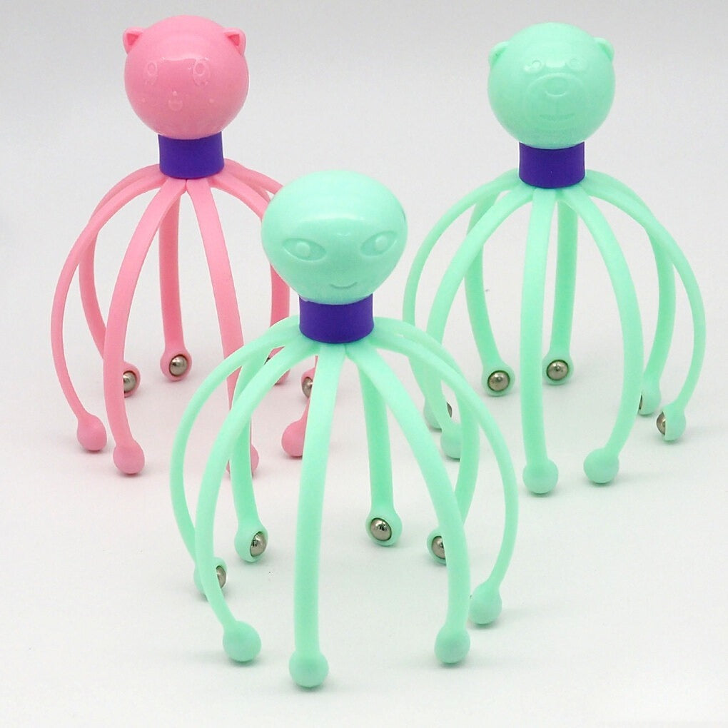 Octopus Shape Manual Head Scalp Massager With 8 Roller Balls Provides Headache Relief Stress Relaxation Hair Stimulation (Random Color)
