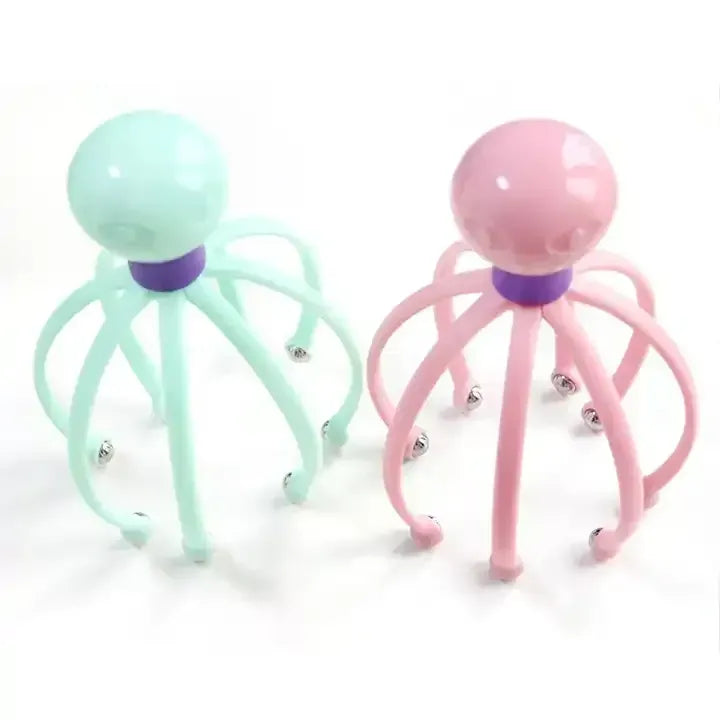 Octopus Shape Manual Head Scalp Massager With 8 Roller Balls Provides Headache Relief Stress Relaxation Hair Stimulation (Random Color)