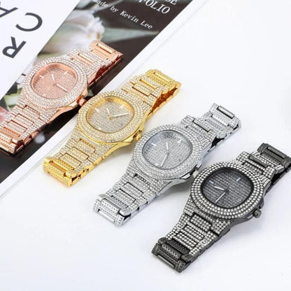 Iced Out Men Watch Diamond Steel Luxury