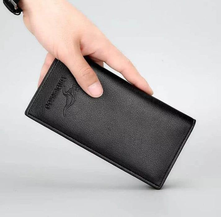 Kangro Ultra Slim Long Purse Wallet For Men With Stylish Design Durable Leather Easy Carrying And Everyday Use - Black