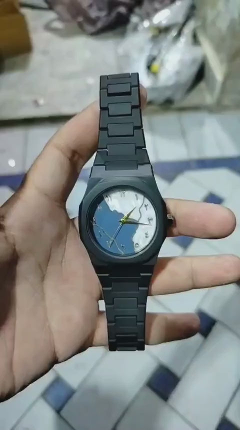 Black Aura Watch Elegant Stylish Design Strong Durable Build Comfortable Strap Clear Display Perfect Accessory For Daily Wear And Special Occasions